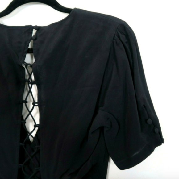 NWT Privacy Please Virginia Black Lace Up Dress M - Picture 7 of 10